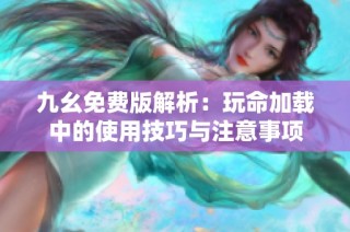 九幺免费版解析：玩命加载中的使用技巧与注意事项