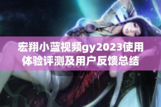 宏翔小蓝视频gy2023使用体验评测及用户反馈总结