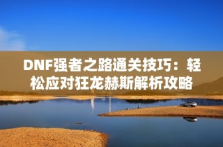 DNF强者之路通关技巧：轻松应对狂龙赫斯解析攻略