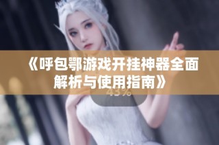 《呼包鄂游戏开挂神器全面解析与使用指南》