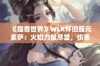 《魔兽世界》WLK怀旧服元素萨：火焰力量尽显，伤害爆炸全解析