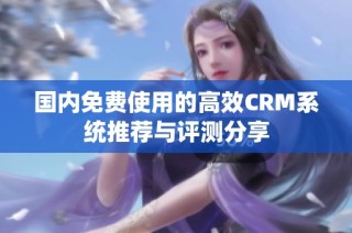 国内免费使用的高效CRM系统推荐与评测分享