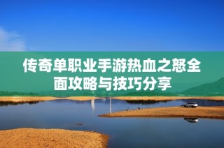 传奇单职业手游热血之怒全面攻略与技巧分享