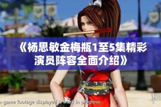 《杨思敏金梅瓶1至5集精彩演员阵容全面介绍》