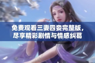 免费观看三妻四妾完整版，尽享精彩剧情与情感纠葛
