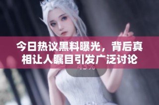 今日热议黑料曝光，背后真相让人瞩目引发广泛讨论