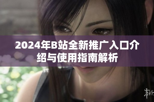 2024年B站全新推广入口介绍与使用指南解析