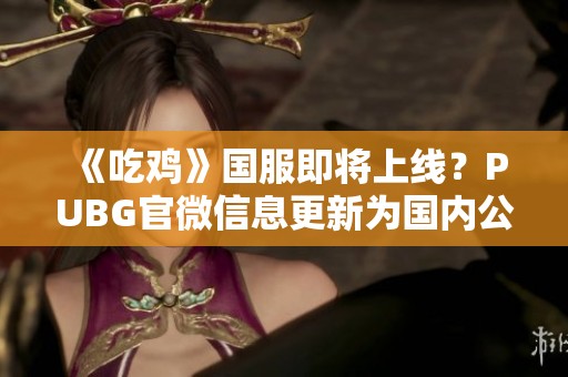 《吃鸡》国服即将上线？PUBG官微信息更新为国内公司