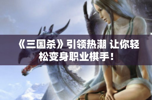《三国杀》引领热潮 让你轻松变身职业棋手！