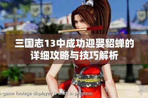 三国志13中成功迎娶貂蝉的详细攻略与技巧解析