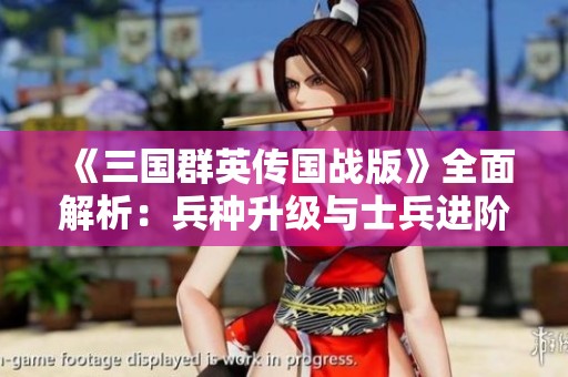 《三国群英传国战版》全面解析：兵种升级与士兵进阶攻略指南