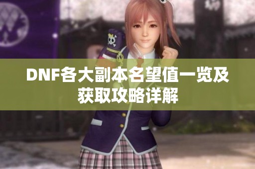 DNF各大副本名望值一览及获取攻略详解