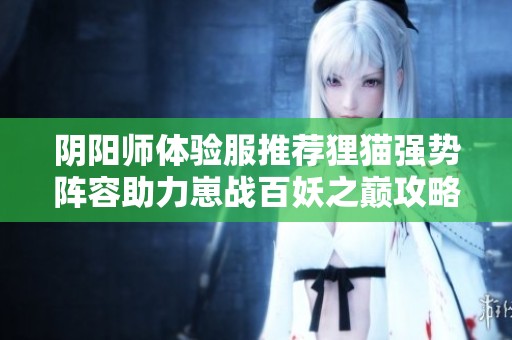阴阳师体验服推荐狸猫强势阵容助力崽战百妖之巅攻略