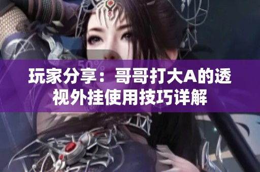 玩家分享：哥哥打大A的透视外挂使用技巧详解