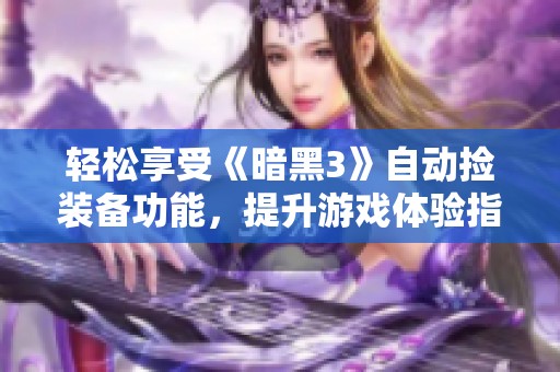 轻松享受《暗黑3》自动捡装备功能，提升游戏体验指南