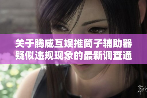关于腾威互娱推筒子辅助器疑似违规现象的最新调查通报