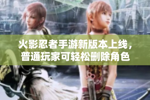 火影忍者手游新版本上线，普通玩家可轻松删除角色