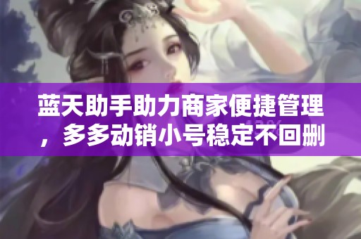 蓝天助手助力商家便捷管理，多多动销小号稳定不回删