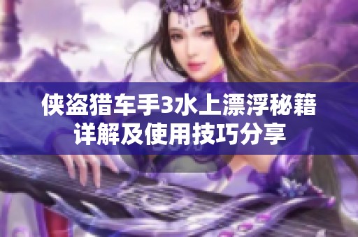 侠盗猎车手3水上漂浮秘籍详解及使用技巧分享