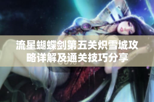 流星蝴蝶剑第五关炽雪城攻略详解及通关技巧分享