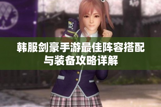 韩服剑豪手游最佳阵容搭配与装备攻略详解