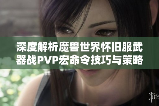 深度解析魔兽世界怀旧服武器战PVP宏命令技巧与策略
