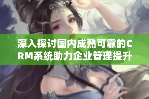 深入探讨国内成熟可靠的CRM系统助力企业管理提升