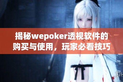 揭秘wepoker透视软件的购买与使用，玩家必看技巧与注意事项