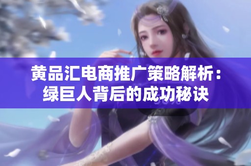 黄品汇电商推广策略解析：绿巨人背后的成功秘诀