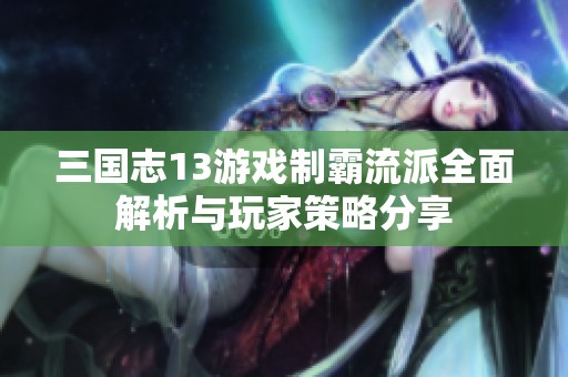 三国志13游戏制霸流派全面解析与玩家策略分享