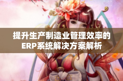 提升生产制造业管理效率的ERP系统解决方案解析