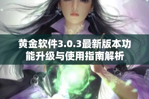 黄金软件3.0.3最新版本功能升级与使用指南解析