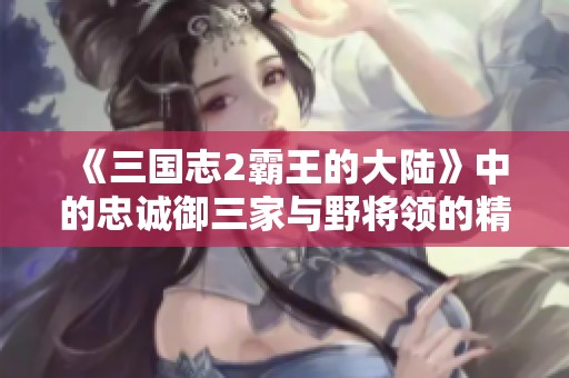 《三国志2霸王的大陆》中的忠诚御三家与野将领的精彩故事揭秘