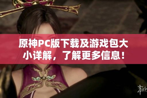 原神PC版下载及游戏包大小详解，了解更多信息！