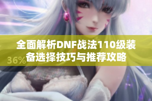 全面解析DNF战法110级装备选择技巧与推荐攻略