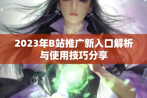 2023年B站推广新入口解析与使用技巧分享