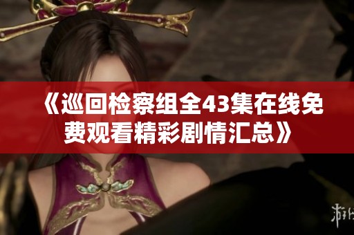 《巡回检察组全43集在线免费观看精彩剧情汇总》