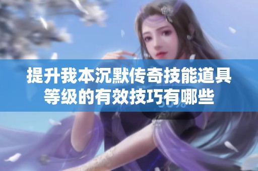 提升我本沉默传奇技能道具等级的有效技巧有哪些