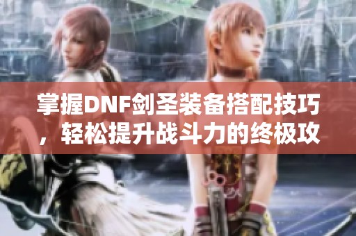 掌握DNF剑圣装备搭配技巧，轻松提升战斗力的终极攻略