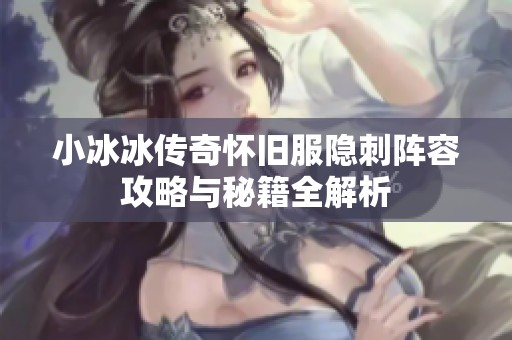 小冰冰传奇怀旧服隐刺阵容攻略与秘籍全解析