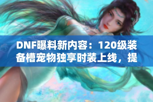 DNF曝料新内容：120级装备槽宠物独享时装上线，提升伤害与恢复能力！