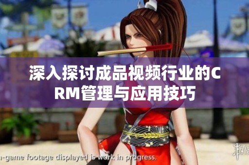 深入探讨成品视频行业的CRM管理与应用技巧